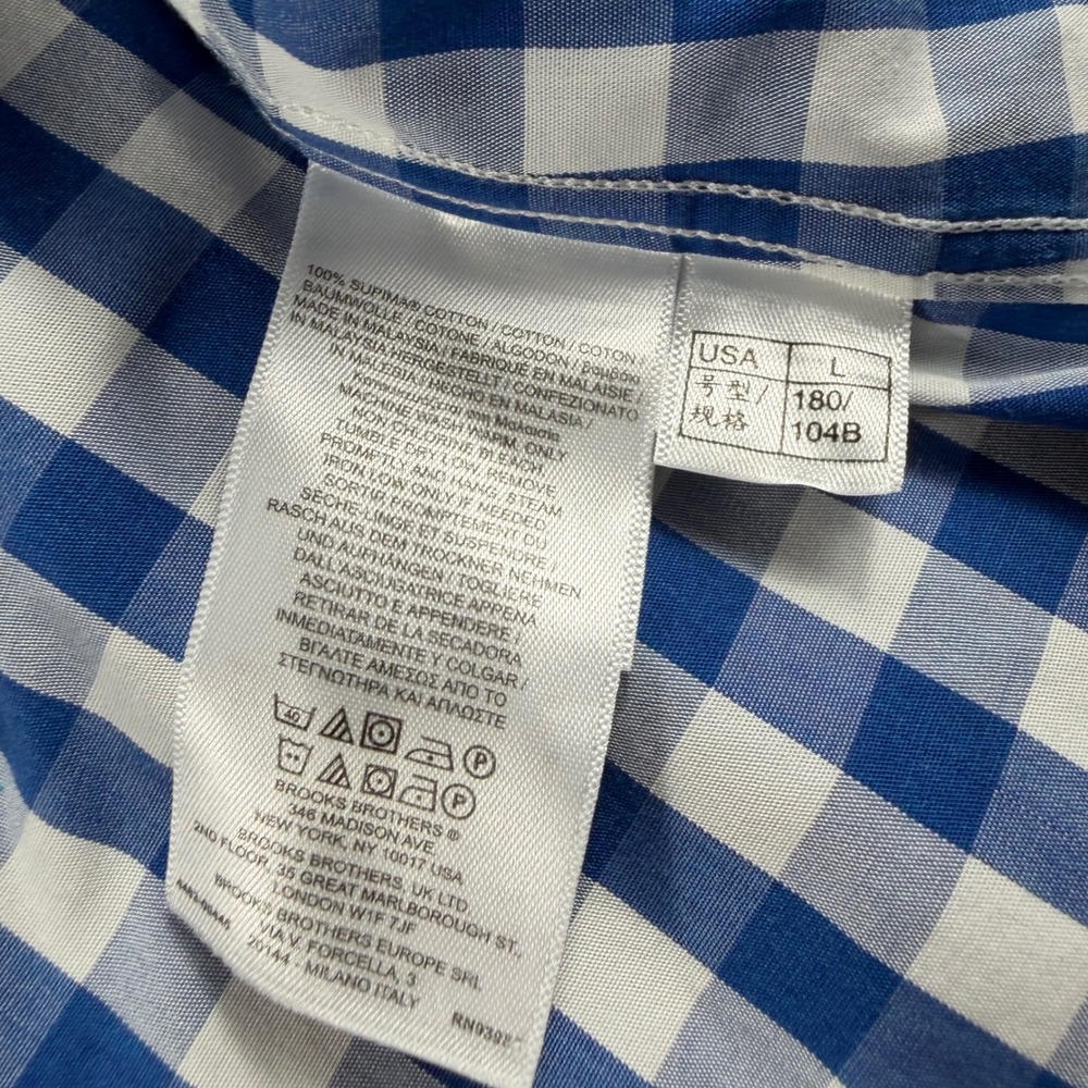 Brooks Brothers Regent Fit Blue Gingham Supima Cotton Non-Iron Shirt Mens L - Picture 5 of 9